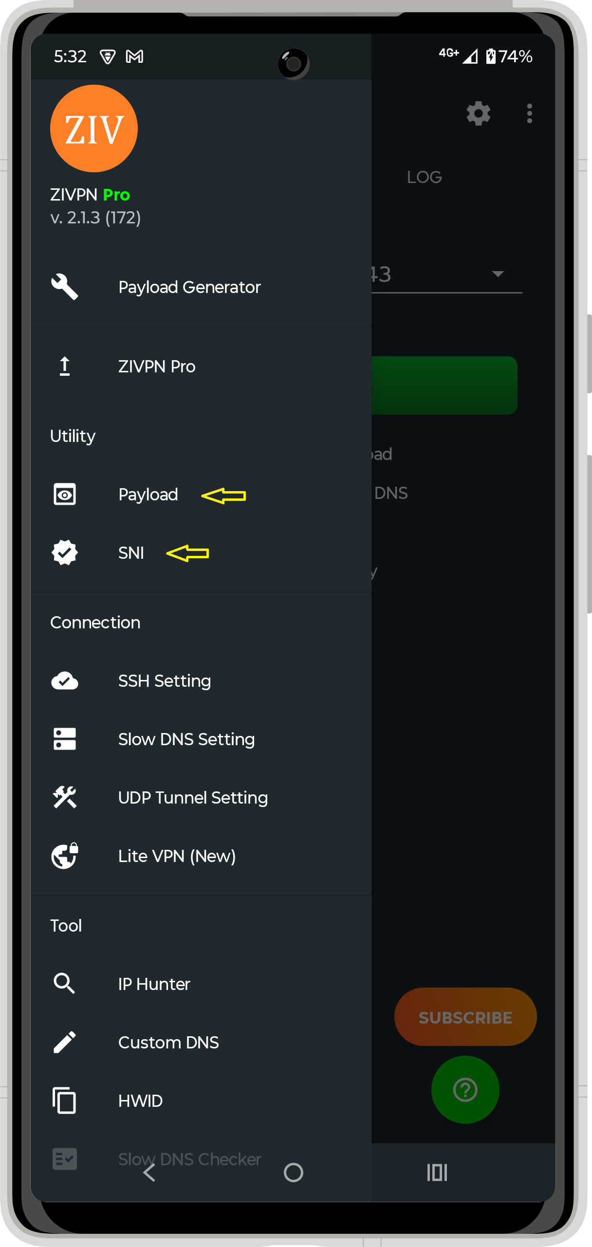 SSH SSL (SNI) + Payload Setup Step 1